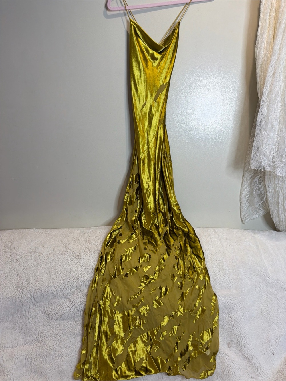 THE SEI Cowl Bias Gown Burnout Velvet Luxe Shimmer Maxi Dress 10 - Picture 5 of 9